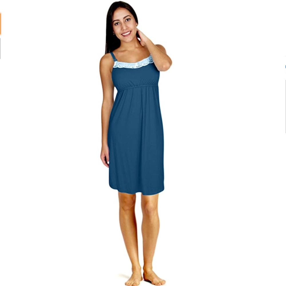 NEW! My Bella Mama Nursing Nightie Babydoll BLUE NWT